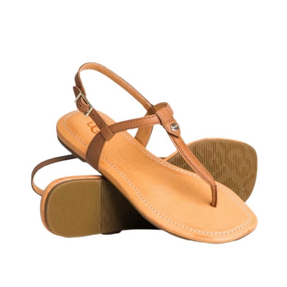UGG Madeena t strap tan leather sandals 11